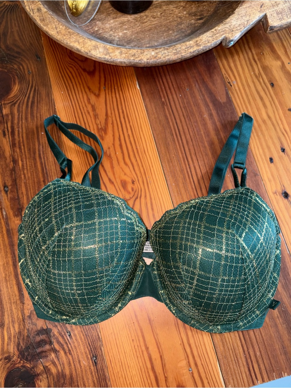 Victoria's Secret Emerald Green & Gold Bra - 34 DDD